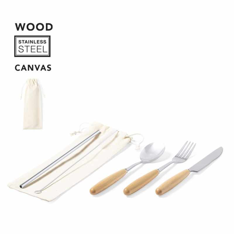 Posate in acciaio e legno - cod. MK1722