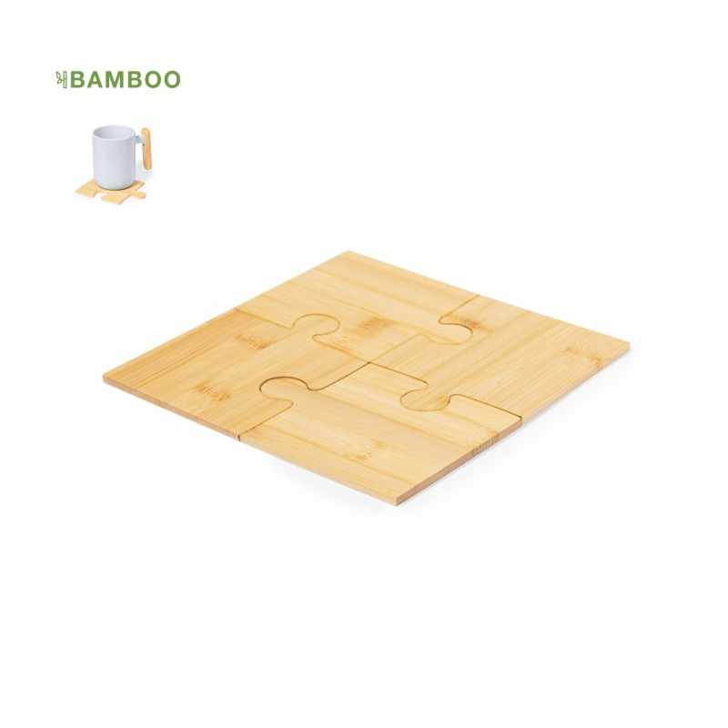 Sottobicchieri puzzle in bambù da stampare con logo - cod. MK20580