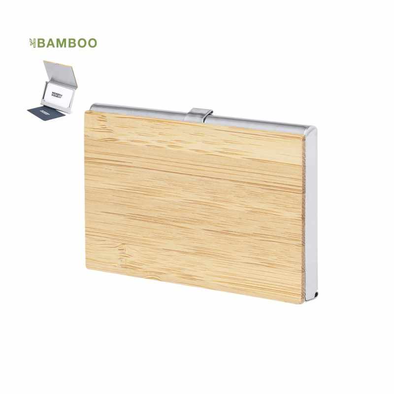 Porta carte elegante in bambù con logo - cod. MK20992