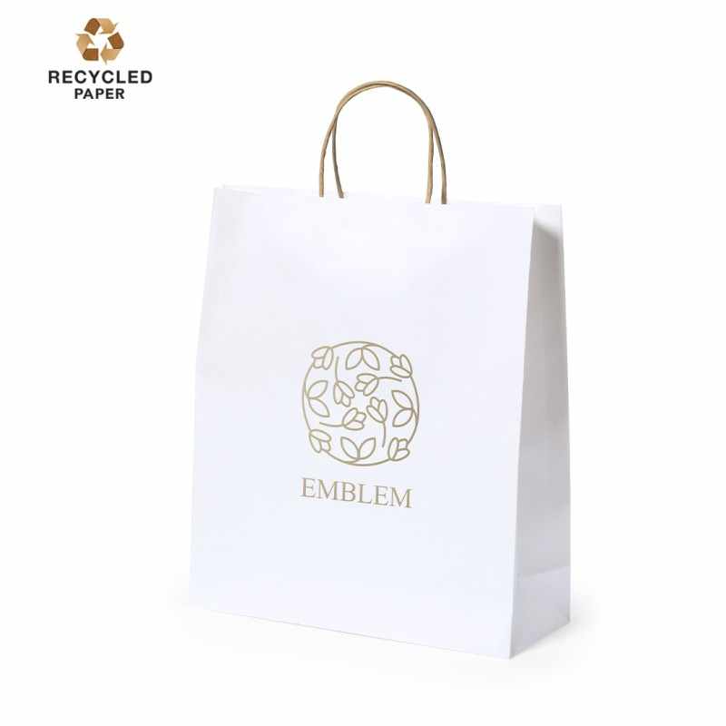 Borse in carta riciclata con manici in colore naturale f.to 32x40x12 cm. - cod. MK2720