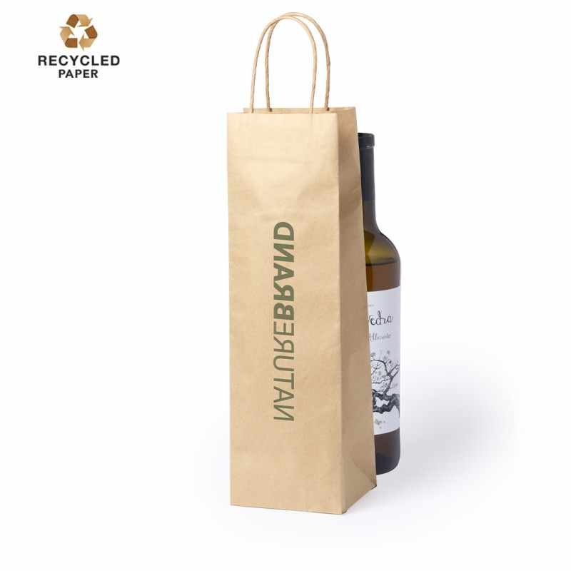 Shopper in carta con logo stampato per bottiglie - cod. MK5487