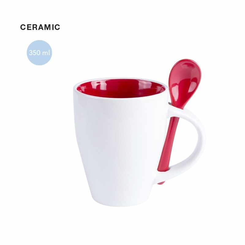 Tazze in ceramica con cucchiaino da 350 ml - cod. MK9459