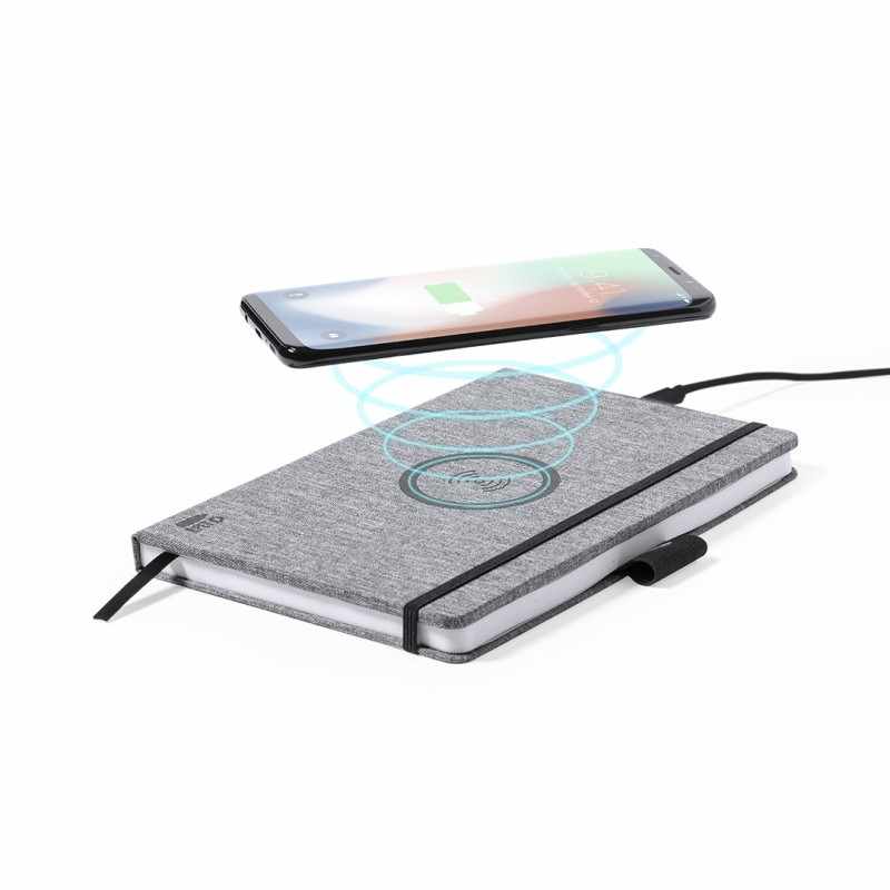 Block Notes con caricatore wireless 10W e 80 fogli a righe - cod. MK1135