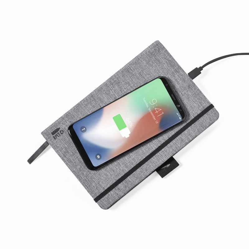 Block Notes con caricatore wireless 10W e 80 fogli a righe - cod. MK1135