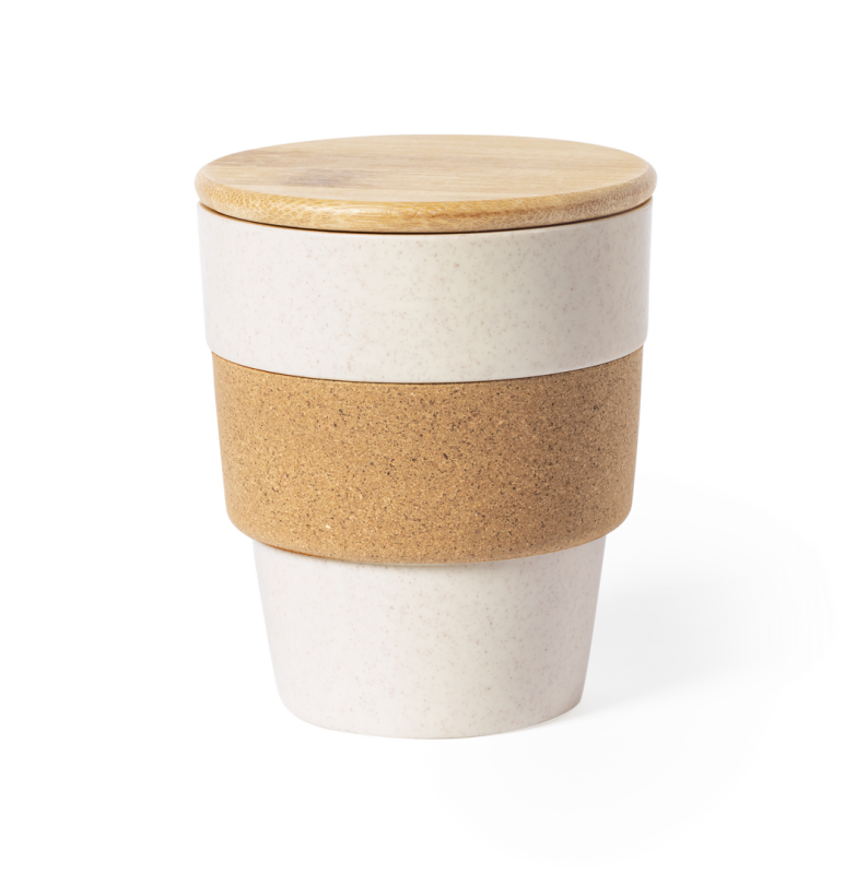 Bicchiere in plastica e sughero con stampa logo - cod. MK1157