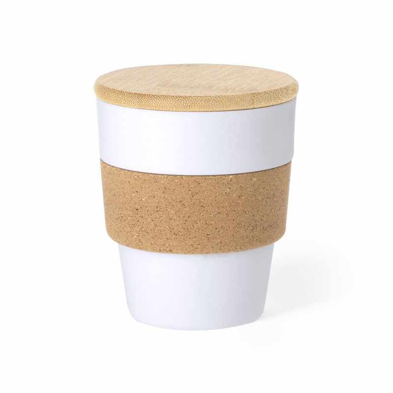 Bicchiere in plastica e sughero con stampa logo - cod. MK1157