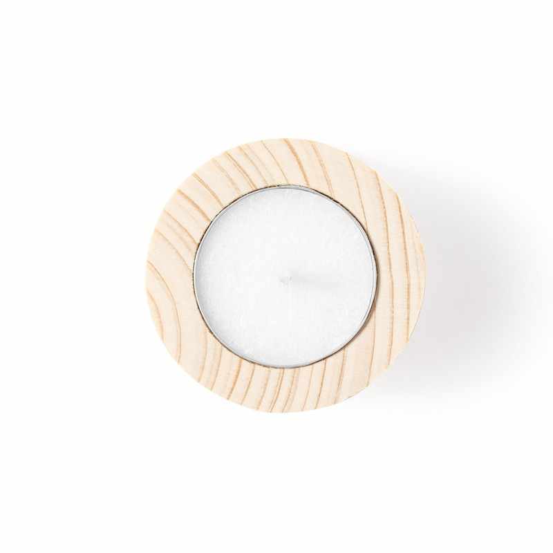 Porta candele in legno con candela - cod. MK1498