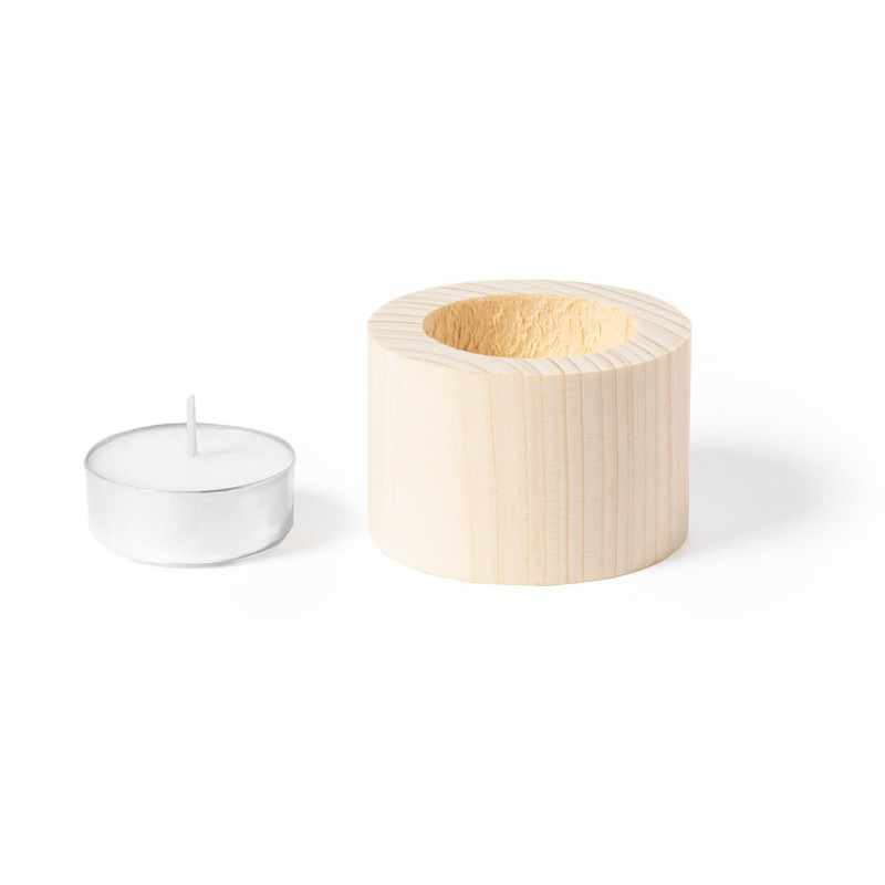 Porta candele in legno con candela - cod. MK1498