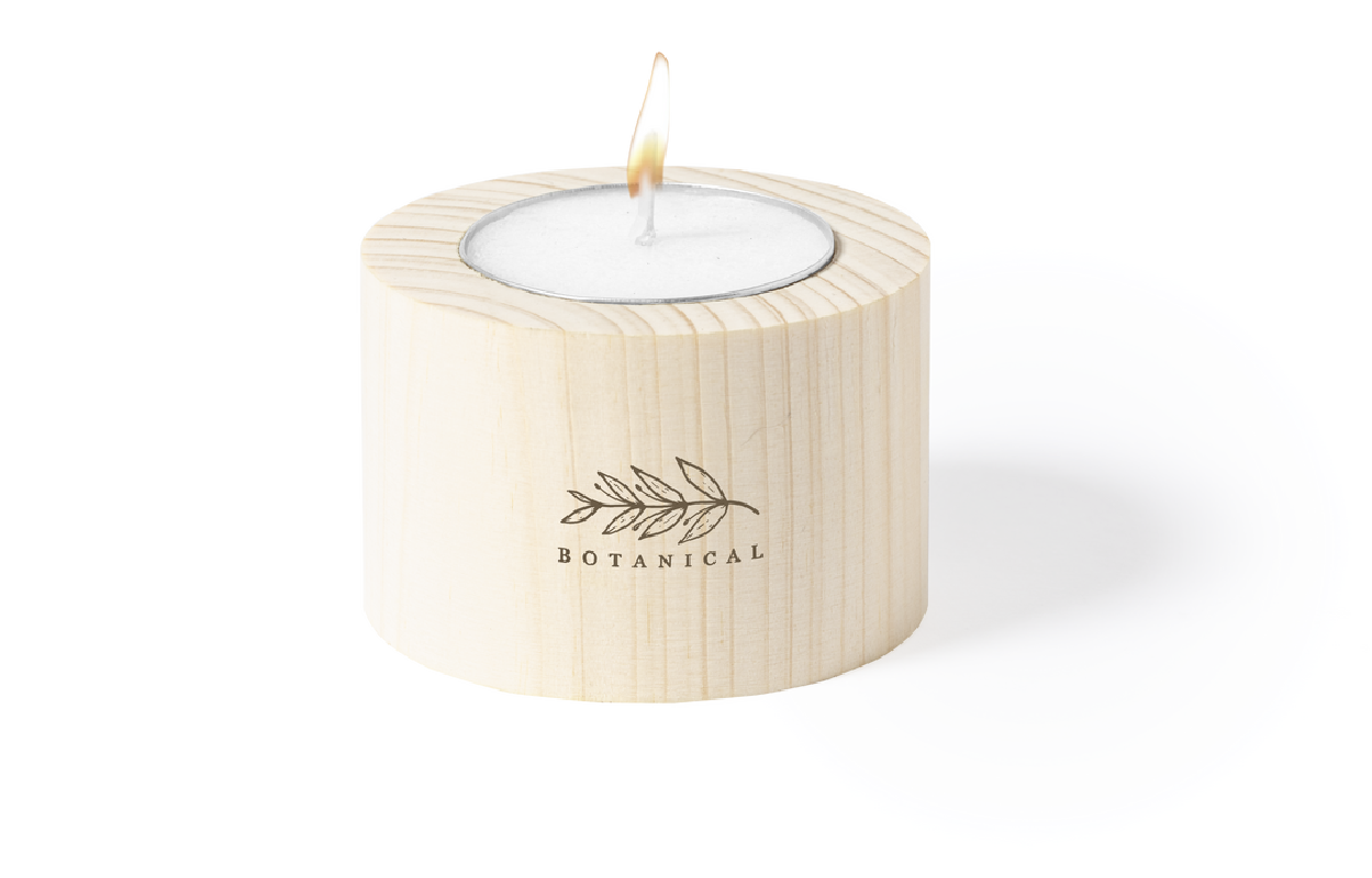 Porta candele in legno con candela - cod. MK1498