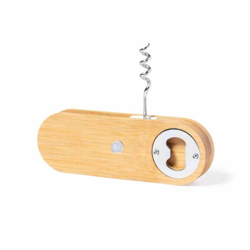 Apribottiglia in bambù personalizzato con magnete - cod. MK1653