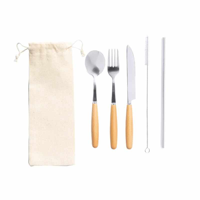 Posate in acciaio e legno - cod. MK1722