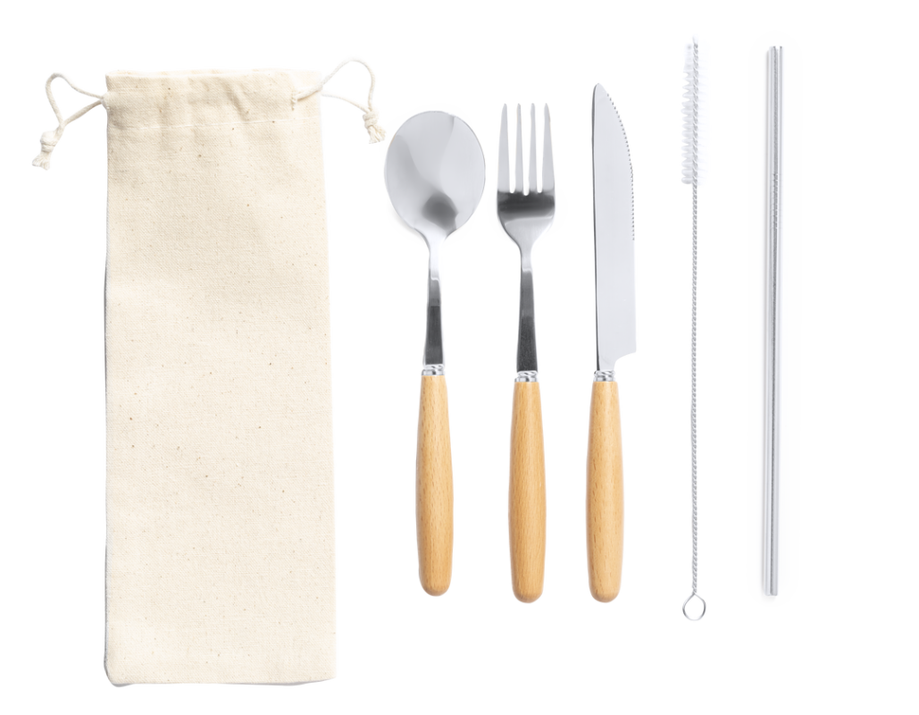 Posate in acciaio e legno - cod. MK1722