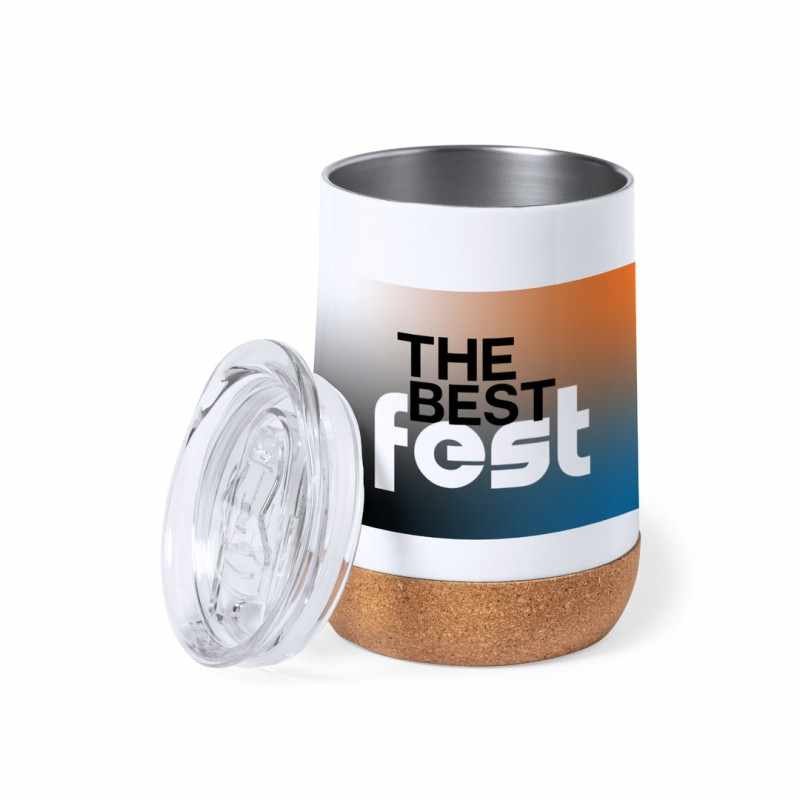 Bicchiere in acciaio e sughero Termico da stampare - cod. MK1777