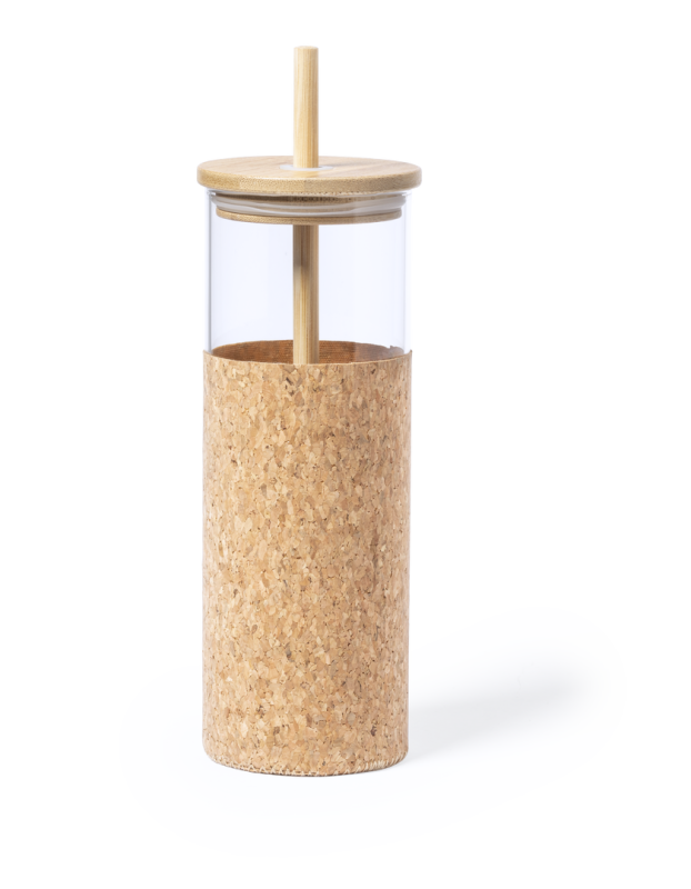 Bicchiere con cannuccia di bambù riutilizzabile - cod. MK1790