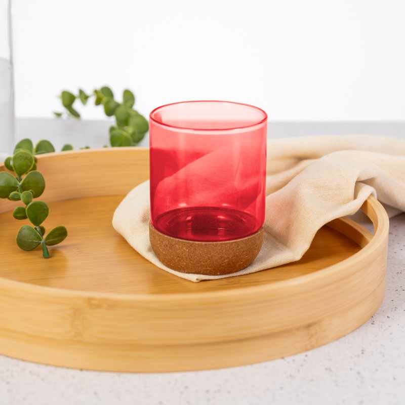 Bicchiere in vetro con base in sughero da stampare - cod. MK20525