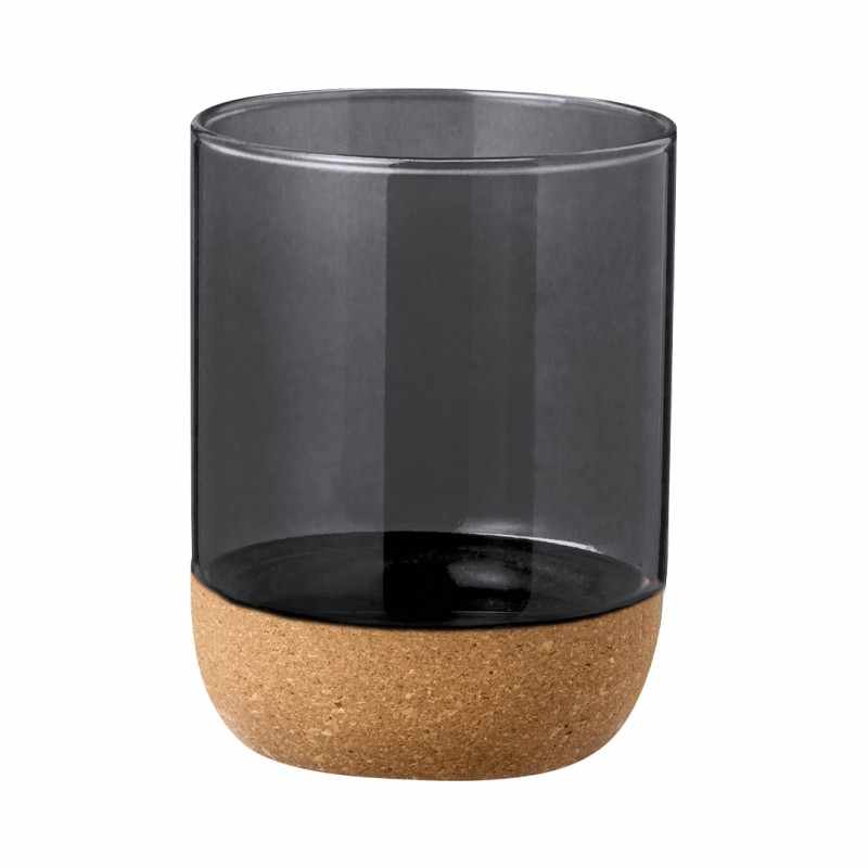 Bicchiere in vetro con base in sughero da stampare - cod. MK20525