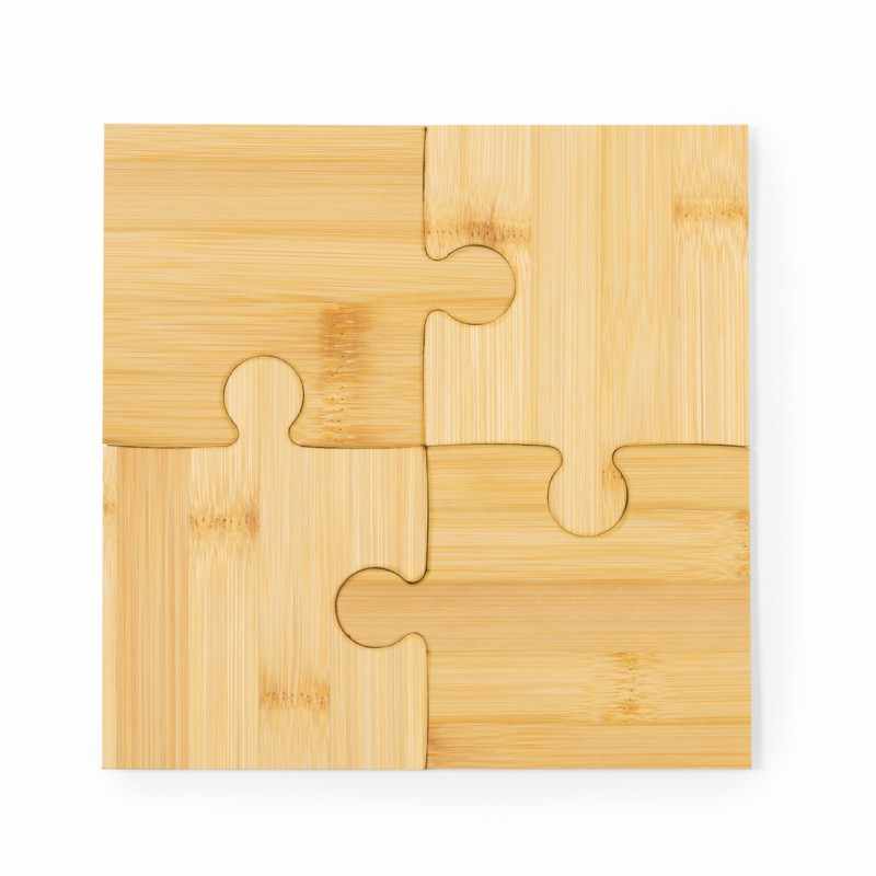 Sottobicchieri puzzle in bambù da stampare con logo - cod. MK20580