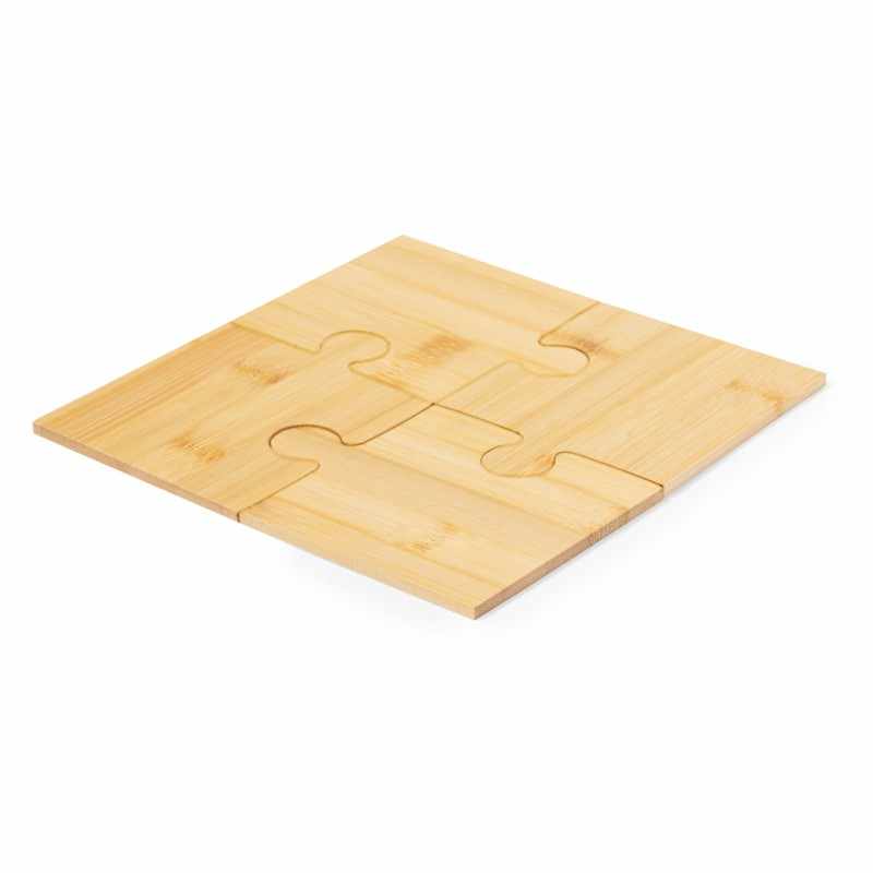 Sottobicchieri puzzle in bambù da stampare con logo - cod. MK20580