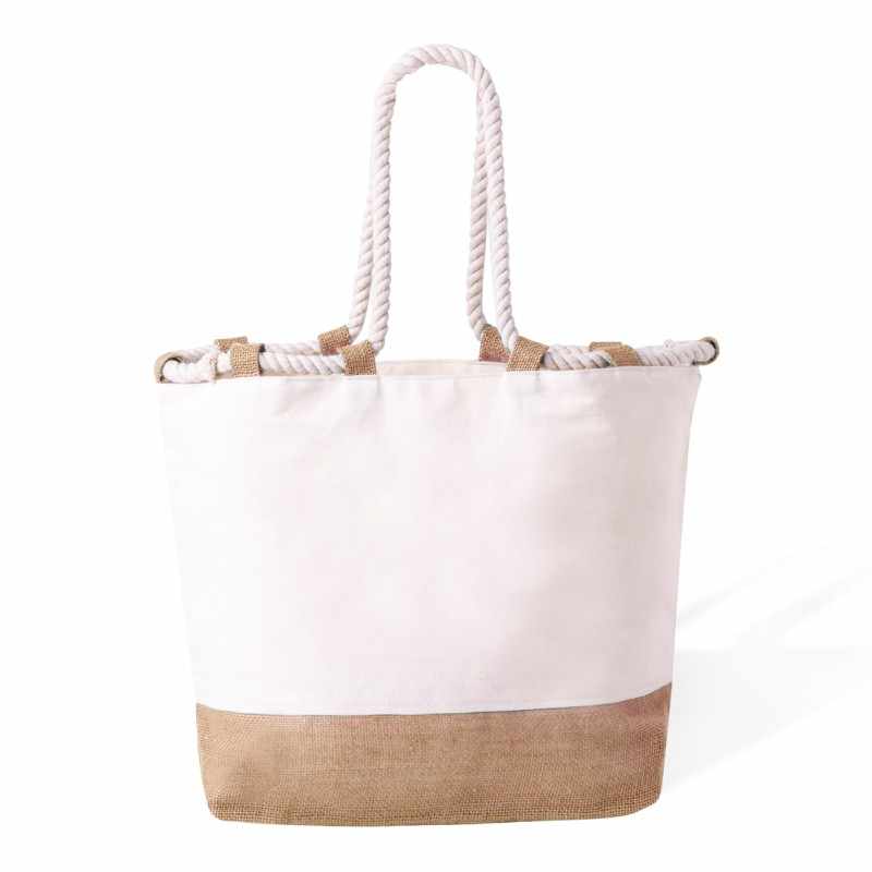 Borsa in juta e cotone con logo f.to 50x34x17.5 cm. - cod. MK20756