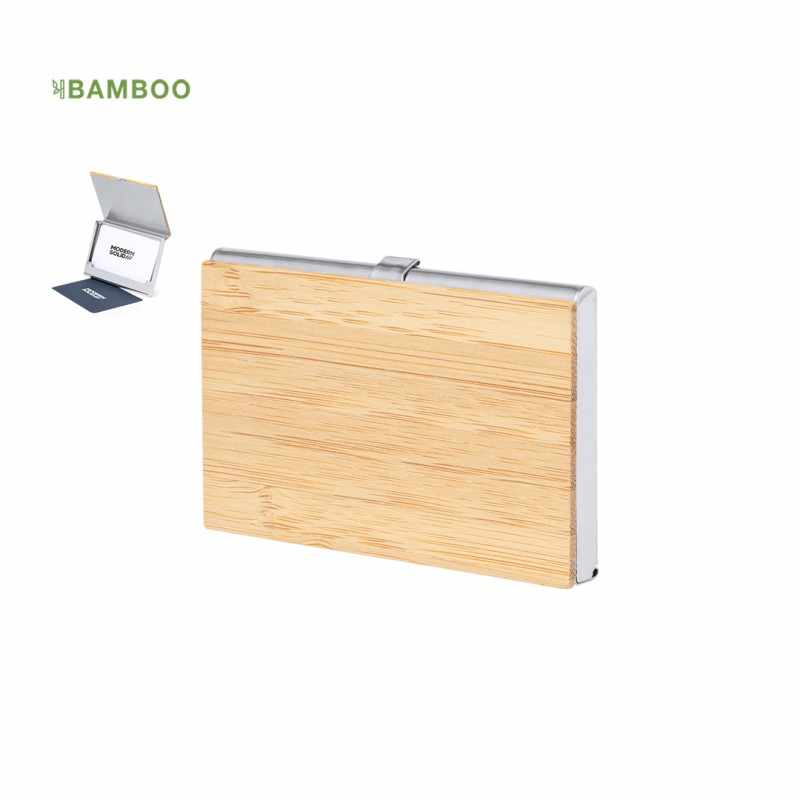 Porta carte elegante in bambù con logo - cod. MK20992