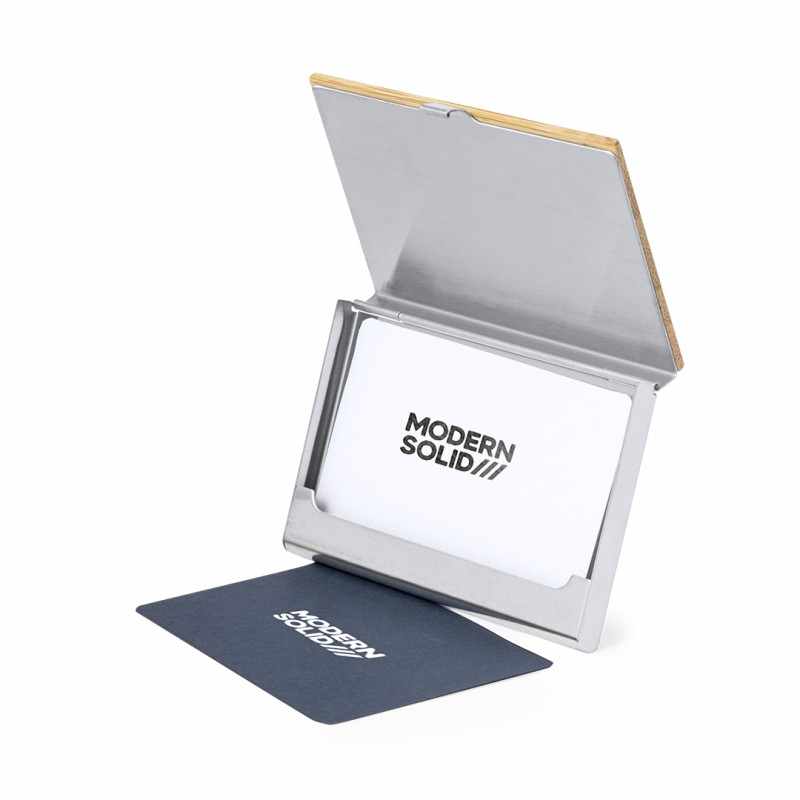 Porta carte elegante in bambù con logo - cod. MK20992