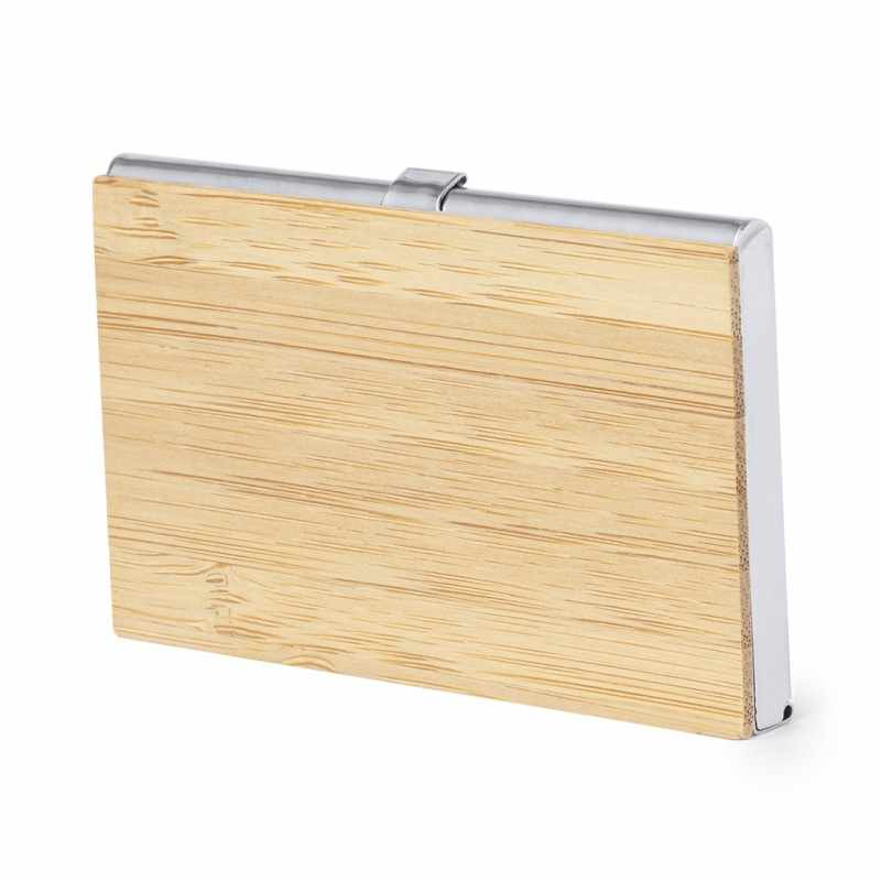 Porta carte elegante in bambù con logo - cod. MK20992