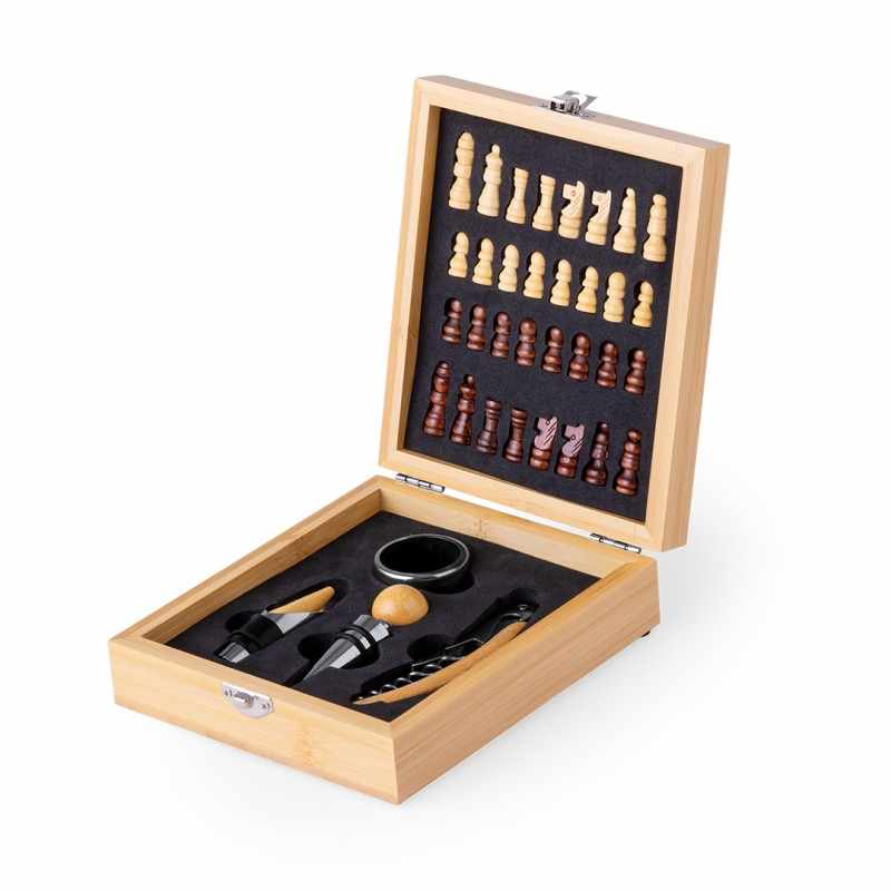 Set per Vino con scacchi da personalizzare - cod. MK21099