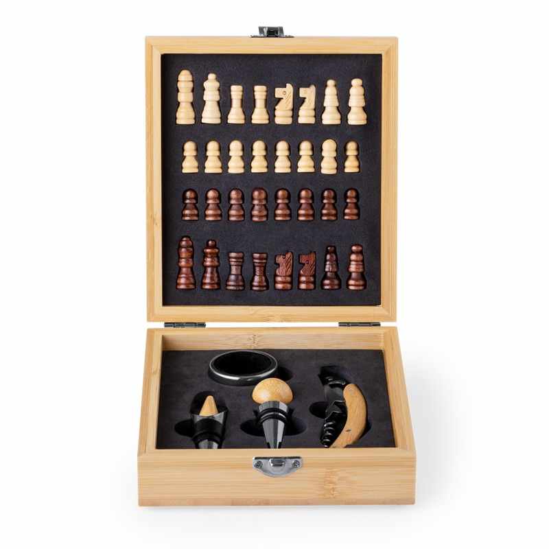 Set per Vino con scacchi da personalizzare - cod. MK21099