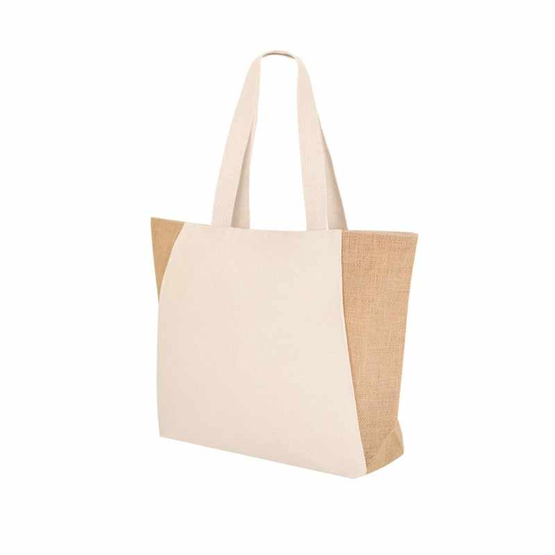 Borsa in Juta con stampa logo f.to 50x35x14 cm. - cod. MK21494