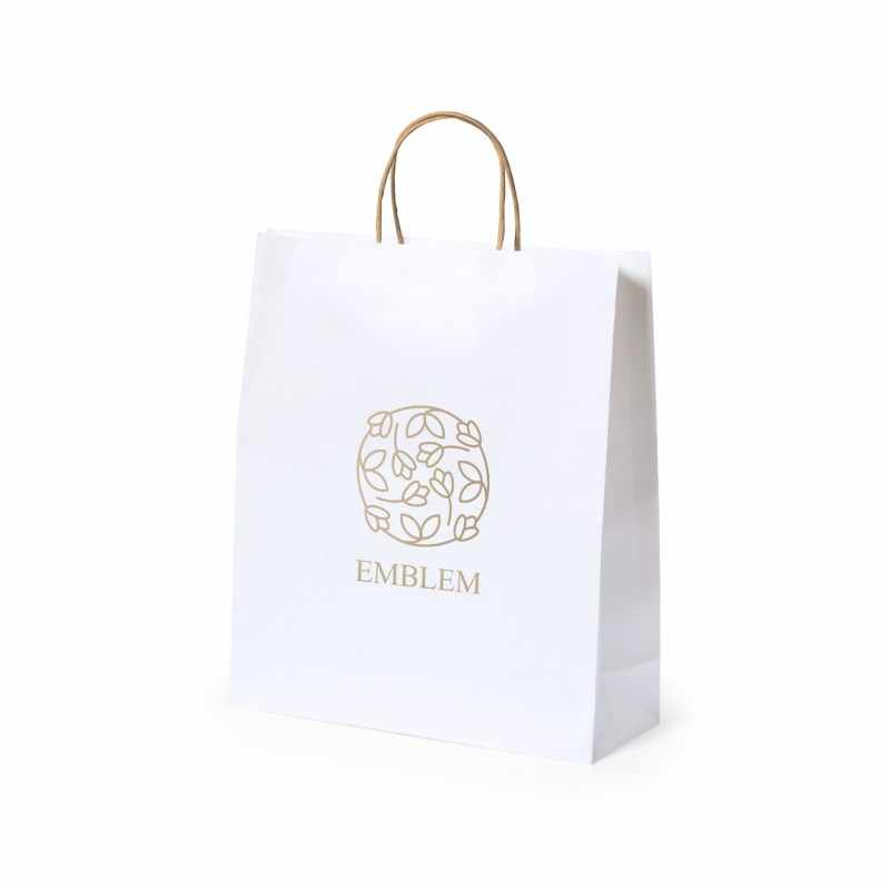 Borse in carta riciclata con manici in colore naturale f.to 32x40x12 cm. - cod. MK2720