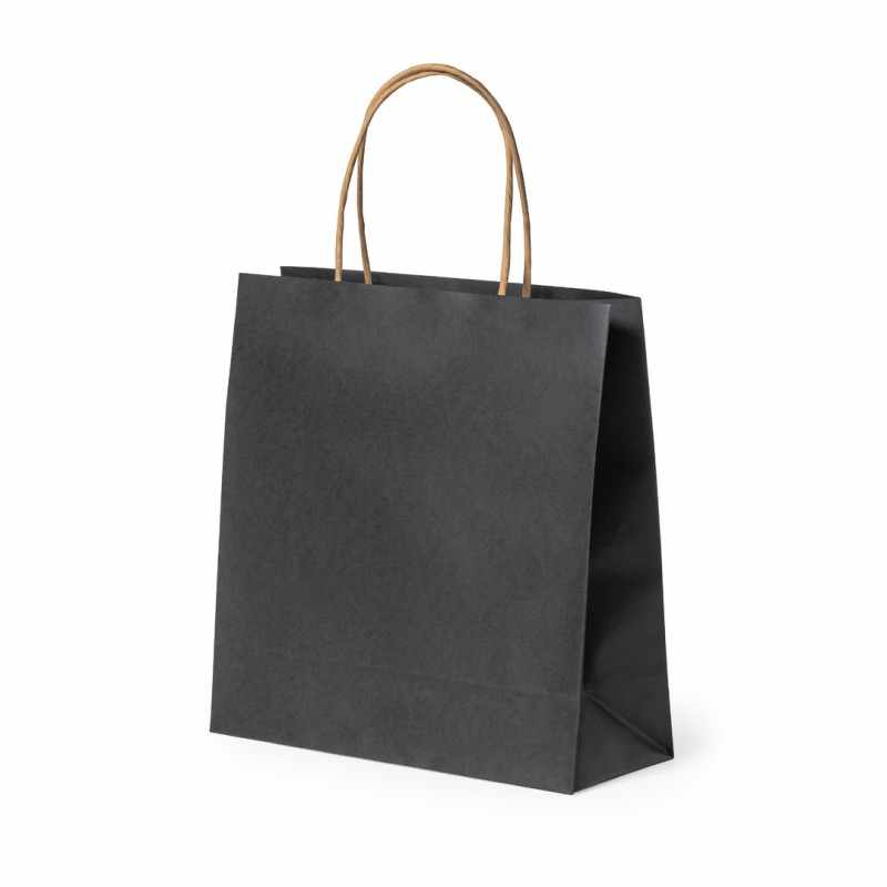 Shopper nere in carta riciclata f.to 22x23x9 cm. - cod. MK2731