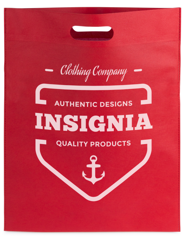 Borsa in TNT con manici fustellati e stampa logo f.to 34x43 cm. - cod. MK3200