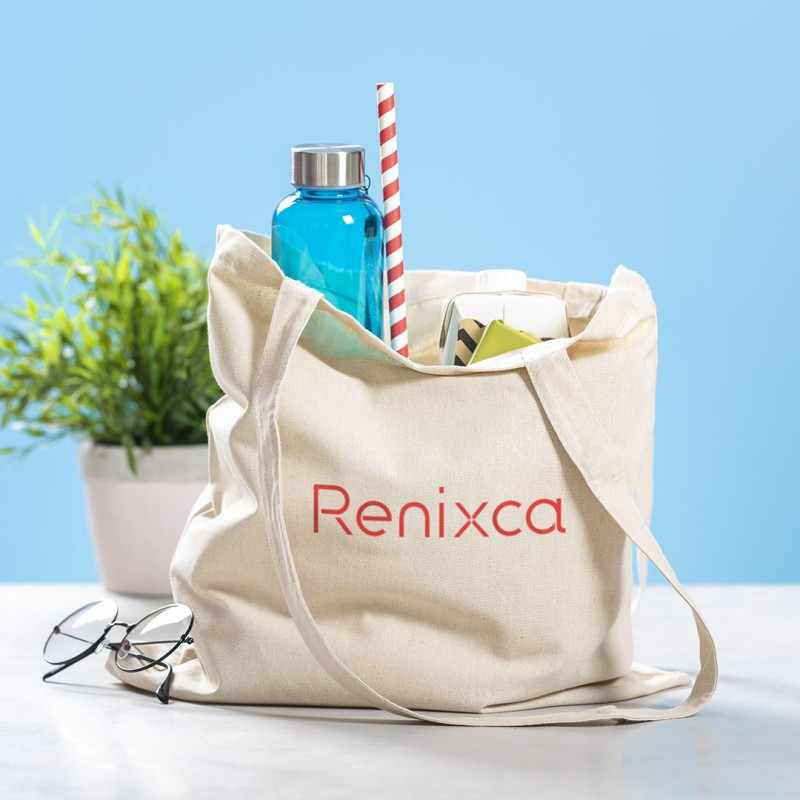 Borsa in cotone f.to 37x41 cm. con manici lunghi - cod. MK3322