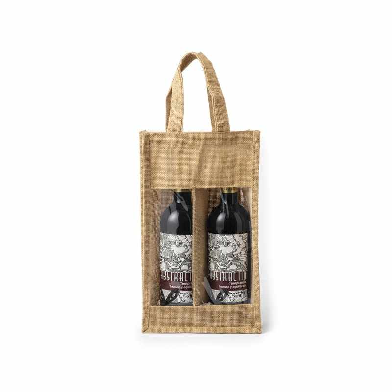 Borsa in juta per 2 bottiglie di vino f.to 20x34.5x10 cm. - cod. MK3481