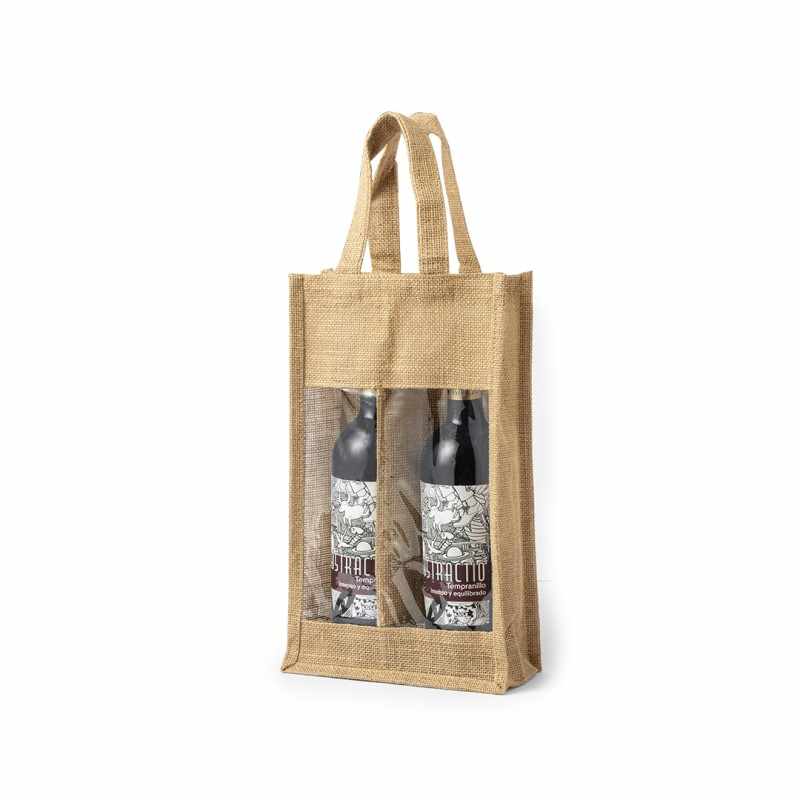 Borsa in juta per 2 bottiglie di vino f.to 20x34.5x10 cm. - cod. MK3481