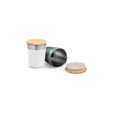 Campione di tazza in acciaio con coperchio di bambù - FA-9983 Campione di tazza in acciaio con coperchio di bambù - FA-9983