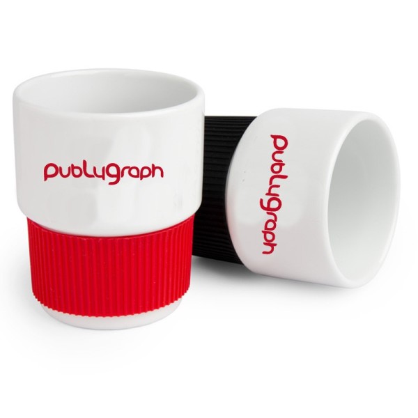 Bicchiere di porcellana con impugnatura in silicone - FA-10823