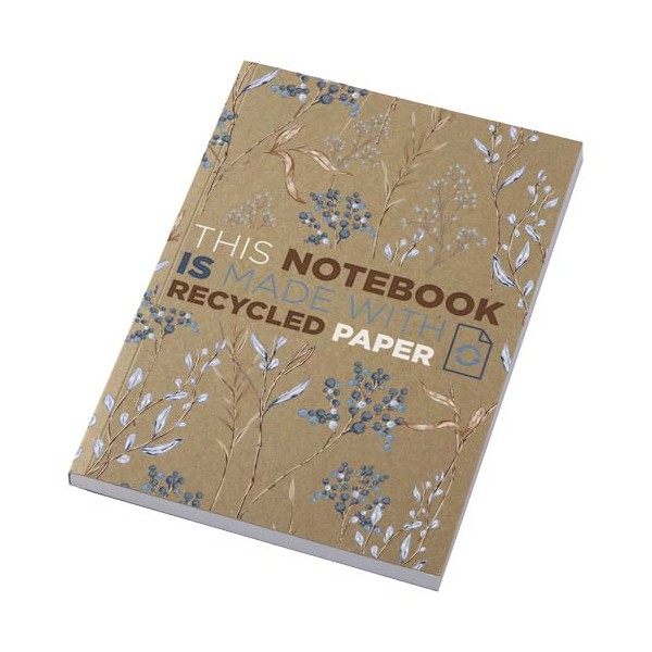Blocco note formato A5 con copertina morbida in carta kraft riciclata e 100 fogli - cod. P210264