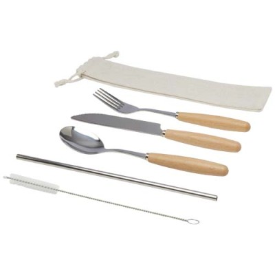 Set di posate da 5 pezzi in acciaio inossidabile e legno di faggio Root - cod. P113414 Set di posate da 5 pezzi in acciaio inossidabile e legno di faggio Root - cod. P113414