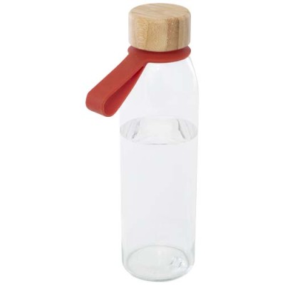 Borraccia in vetro da 500 ml con manico in silicone e coperchio in bambù Porto  - cod. P100853