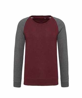 Felpa da uomo con scollo a giro e maniche raglan in tessuto organico bicolore - cod. RWKB491