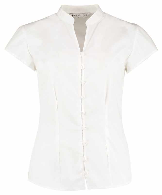 Camicetta da donna con colletto alla coreana e maniche corte - cod. RWKK727