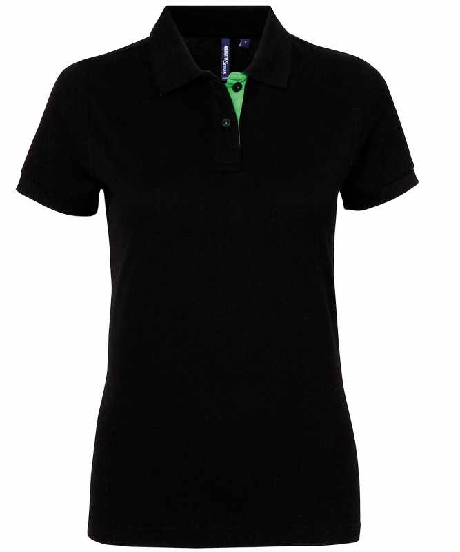 Polo a contrasto da donna 100% cotone da personalizzare - cod. RWAQ022