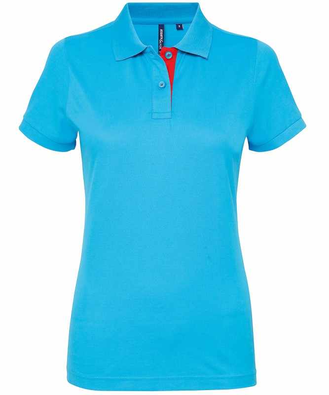 Polo a contrasto da donna 100% cotone da personalizzare - cod. RWAQ022