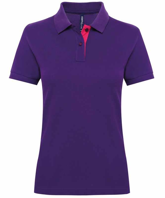 Polo a contrasto da donna 100% cotone da personalizzare - cod. RWAQ022