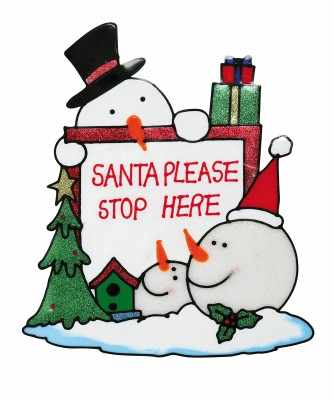 Adesivo per finestra "Babbo Natale fermati qui" - cod. RWCS309