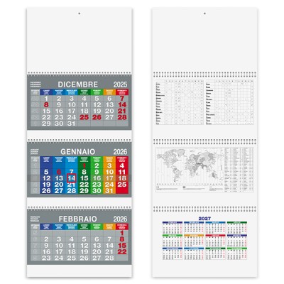Calendario trittico 3 spirali - Spiral color cod. PA516