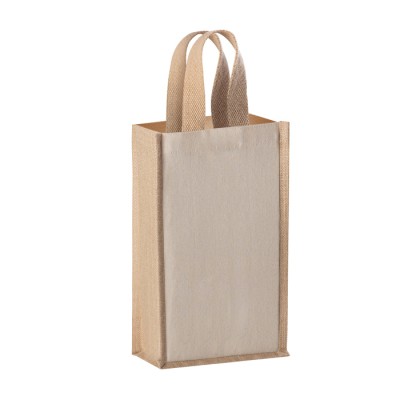 Borsa porta bottiglia in cotone e juta laminata - Double present cod. PG446