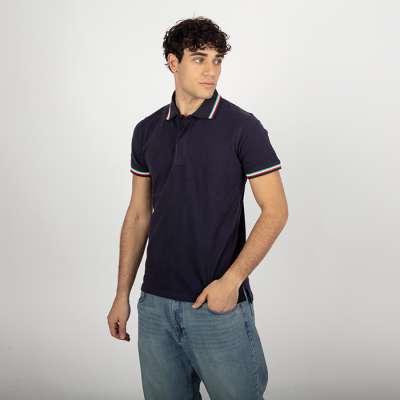 Polo mezza manica cotone con profili tricolore - Polo italia cod. NK205