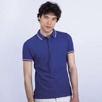 Polo mezza manica cotone con profili tricolore - Polo italia cod. NK205